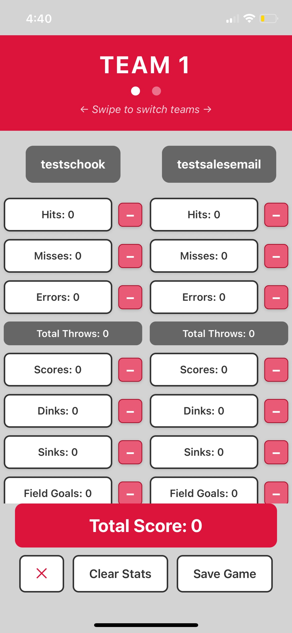 Game Screen Red Team