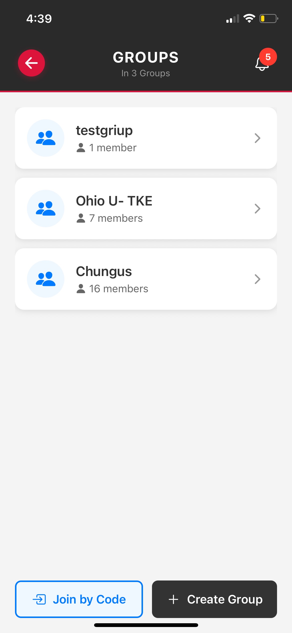 Groups Screen